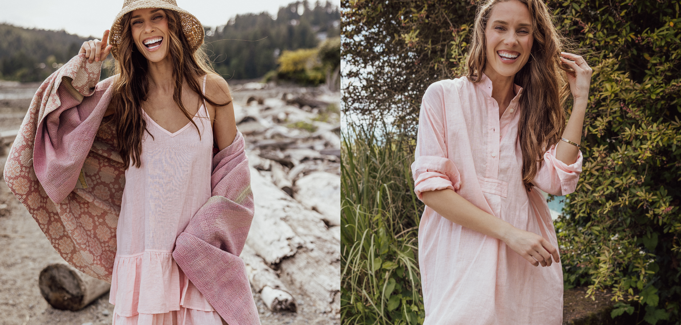 pink linen loungewear