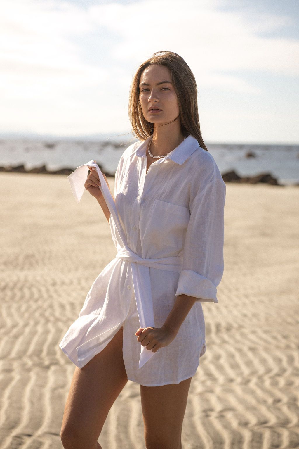 Classic Shirt<br>in White Linen