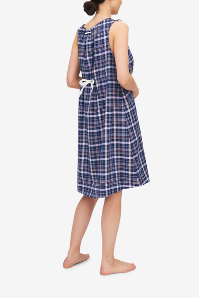 Sleeveless Nightie Navy & Pink Check