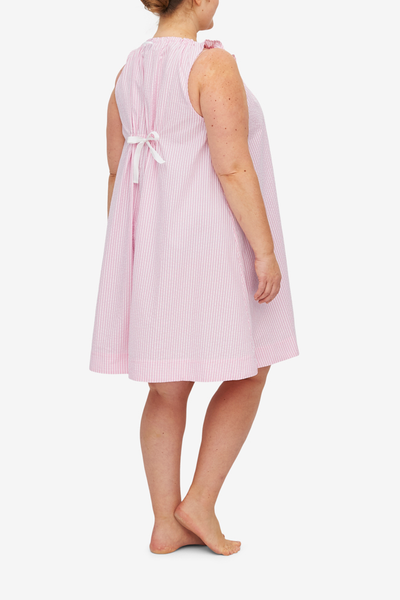 Sleeveless Nightie Pink Seersucker Stripe PLUS