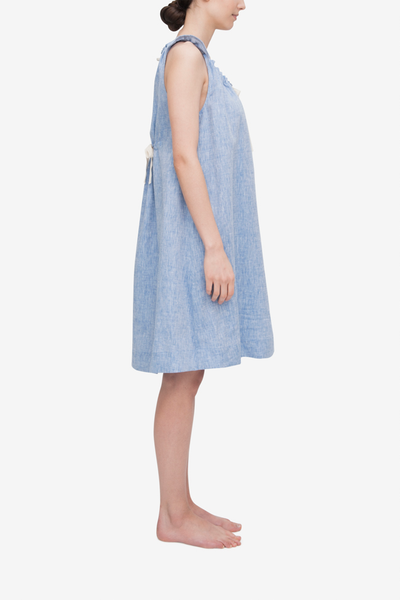 Sleeveless Nightie Blue Linen