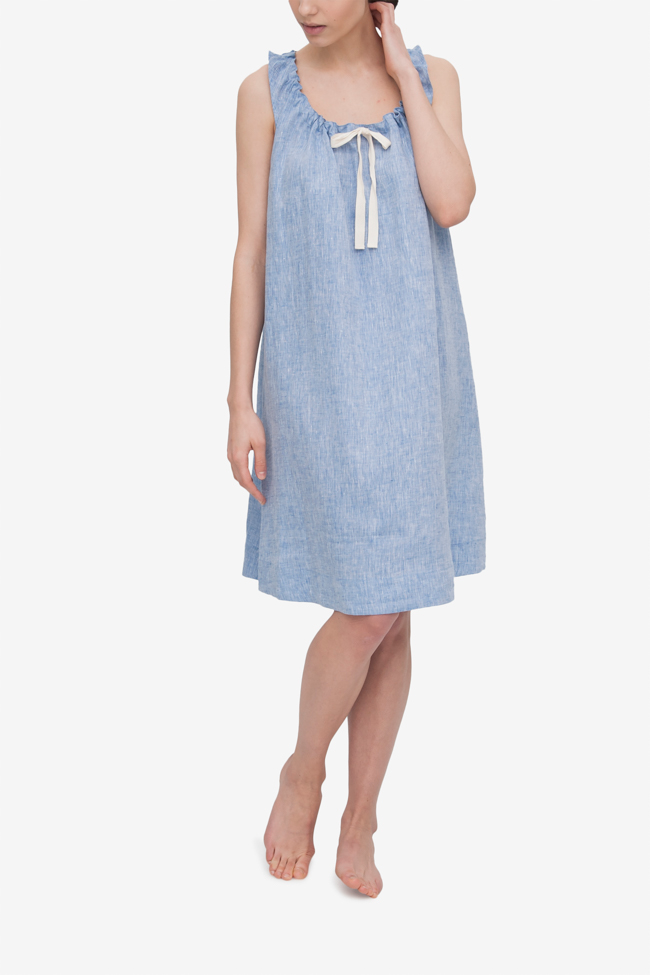 Sleeveless Nightie Blue Linen