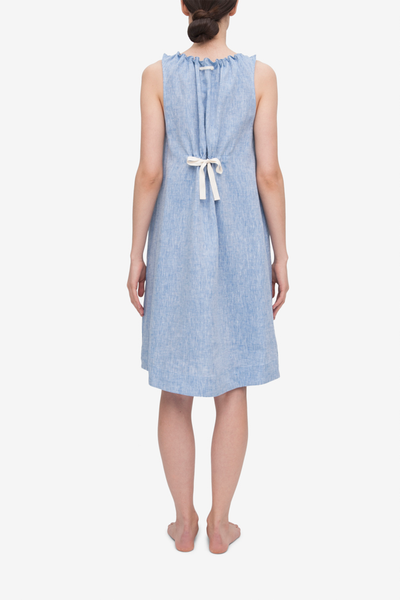 Sleeveless Nightie Blue Linen
