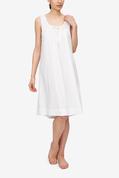 front view sleeveless adjustable neckline nightie nightgown white dobby cotton by the Sleep Shirt