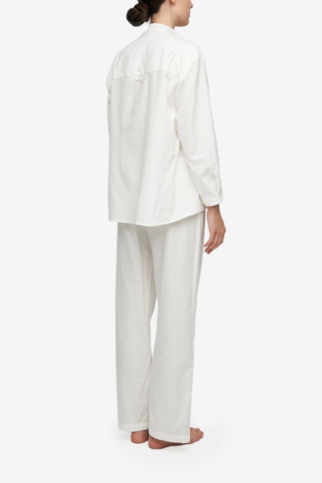 Set - Long Sleeve Shirt and Lounge Pant Cream Cashmere Blend