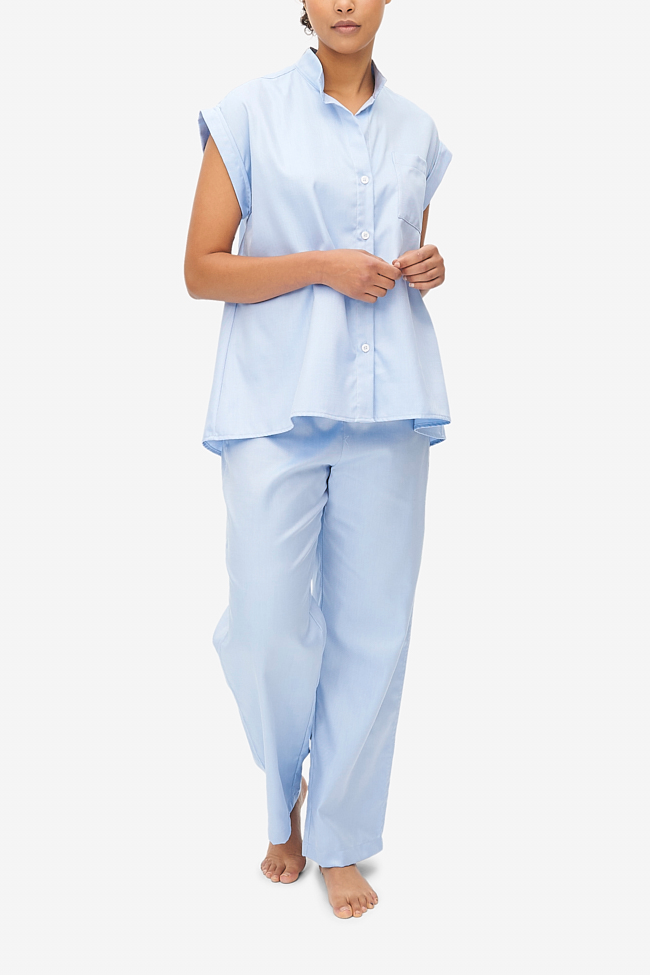 Set - Cuffed Sleeve Shirt and Lounge Pant Periwinkle Twill