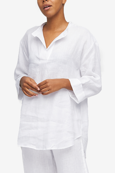 Slip On Top White Linen