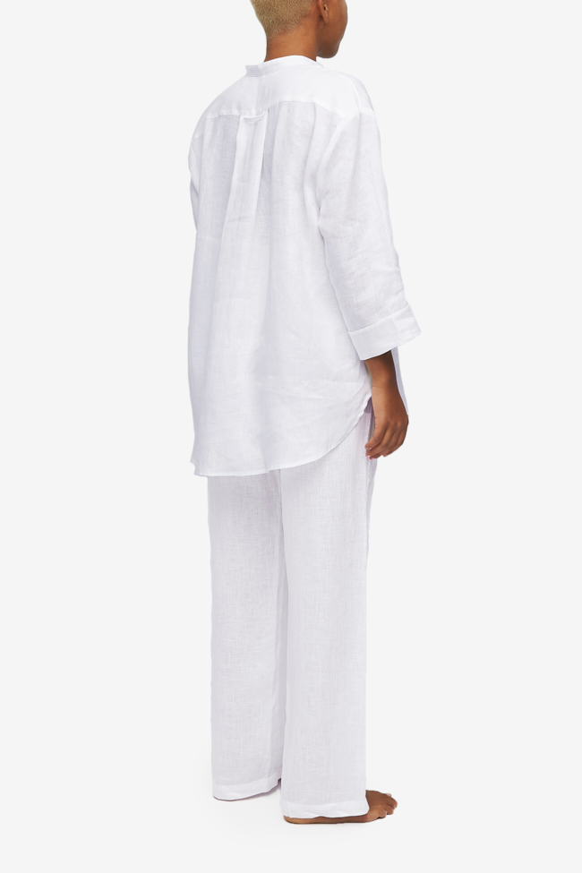 Set - Slip On Top and Lounge Pant White Linen