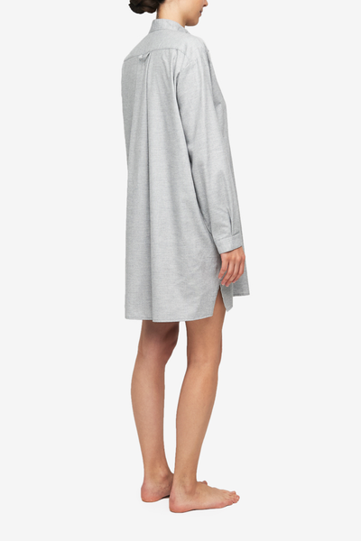 Short Sleep Shirt Grey Twill Cashmere Blend