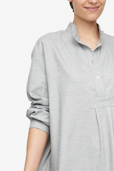 Short Sleep Shirt Grey Twill Cashmere Blend