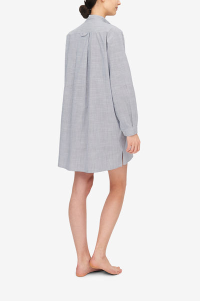 Short Sleep Shirt Navy Pinstripe