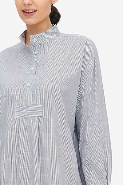 Short Sleep Shirt Navy Pinstripe