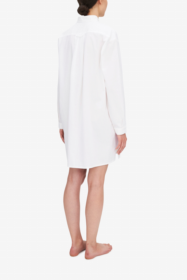 Short Sleep Shirt White Seersucker