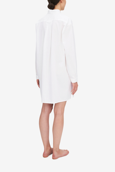Short Sleep Shirt White Seersucker