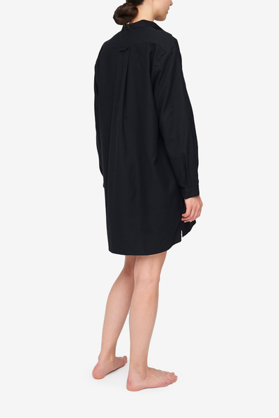 Short Sleep Shirt Black Flannel