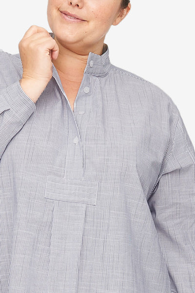 Short Sleep Shirt Navy Pinstripe PLUS