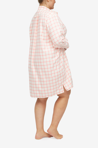 Short Sleep Shirt Pink Check Flannel PLUS