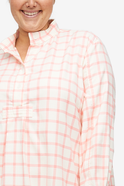 Short Sleep Shirt Pink Check Flannel PLUS