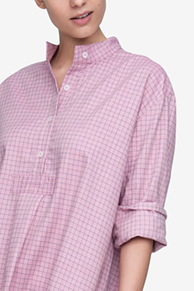 Short Sleep Shirt Dusty Pink Check