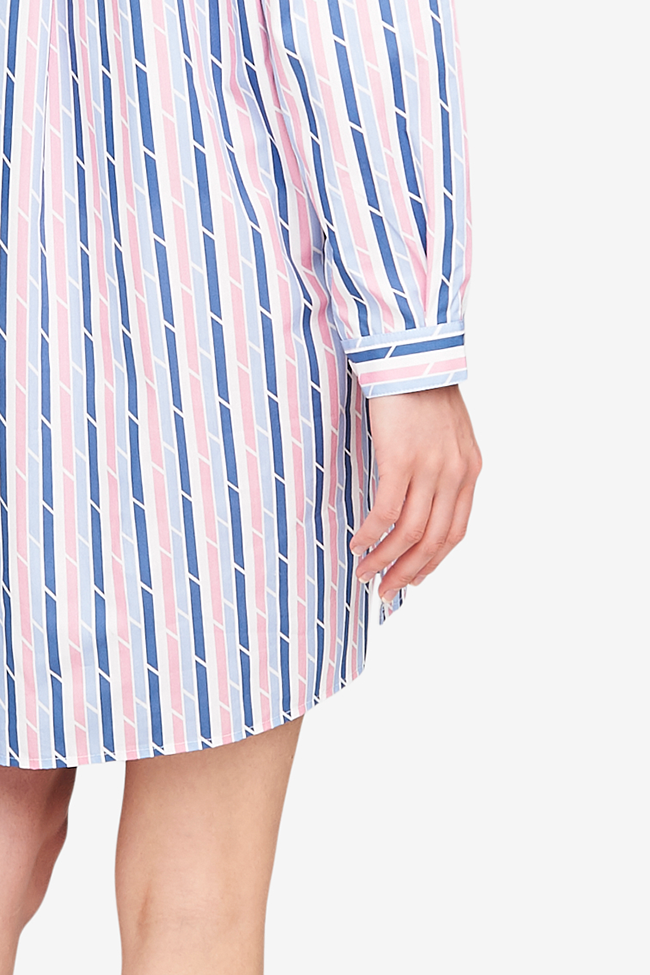 Short Sleep Shirt Blue & Pink Trio Stripe