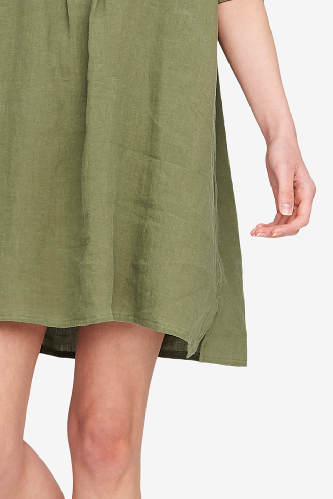Short Sleep Shirt Sage Linen