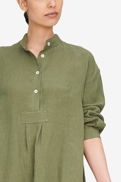 Short Sleep Shirt Sage Linen