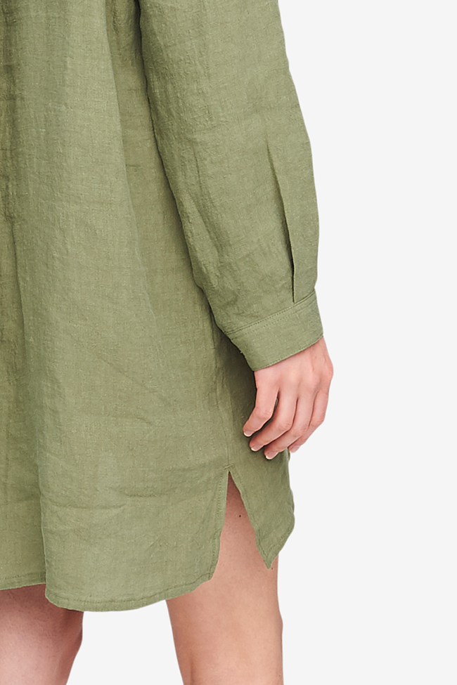 Short Sleep Shirt Sage Linen