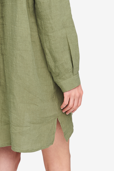 Short Sleep Shirt Sage Linen