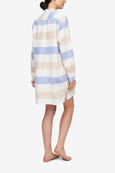 Short Sleep Shirt Big Tan Stripe