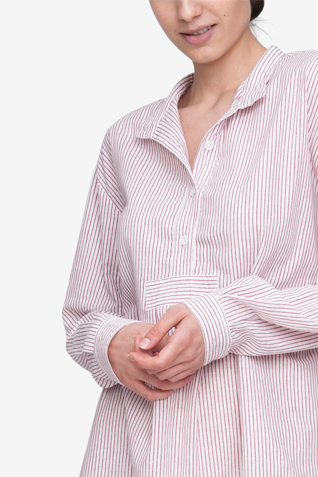 Short Sleep Shirt Skinny Red Stripe Blend