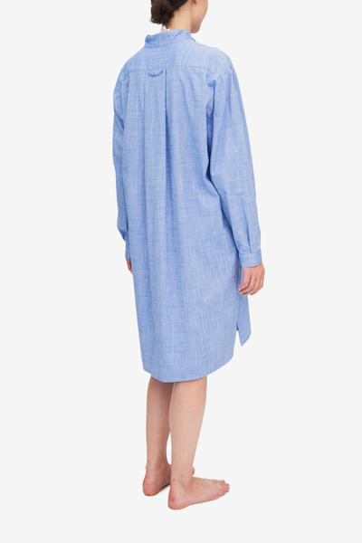 Long Sleep Shirt Medium Blue Dobby