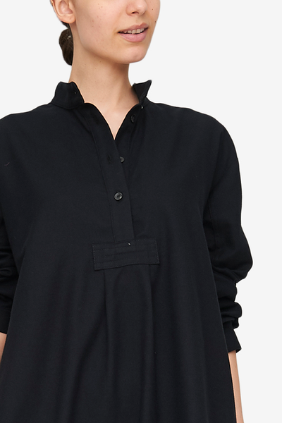 Long Sleep Shirt Black Flannel