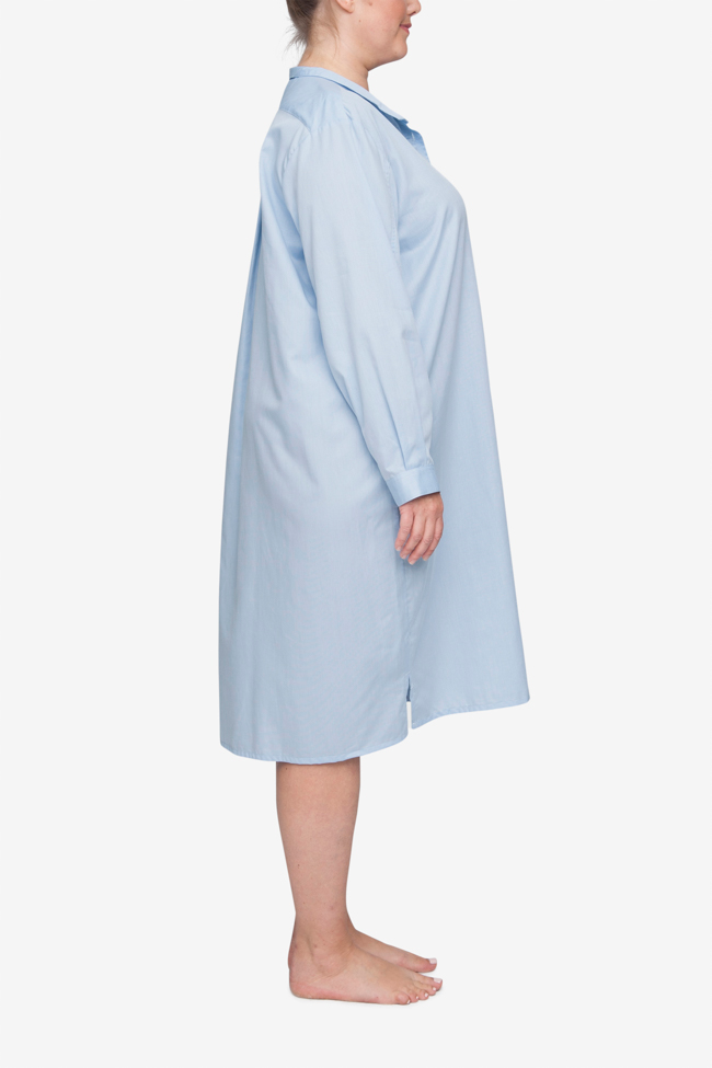 Long Sleep Shirt Soft Blue Stripe PLUS