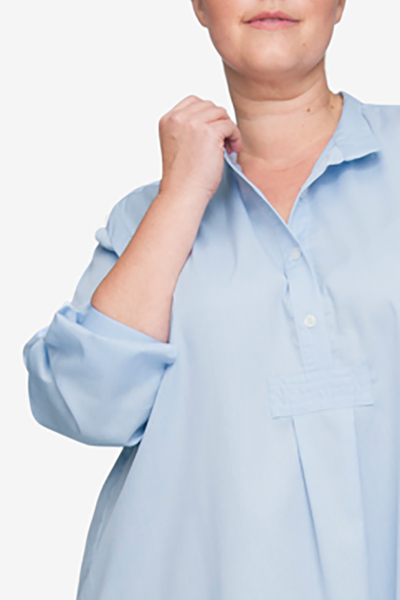 Long Sleep Shirt Soft Blue Stripe PLUS