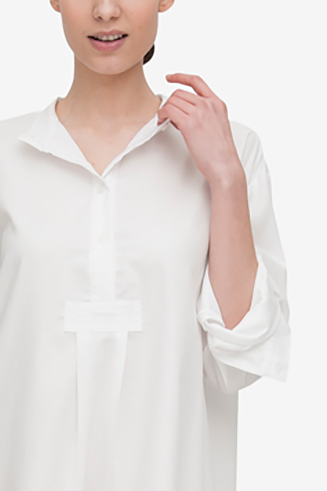 Long Sleep Shirt White Royal Oxford