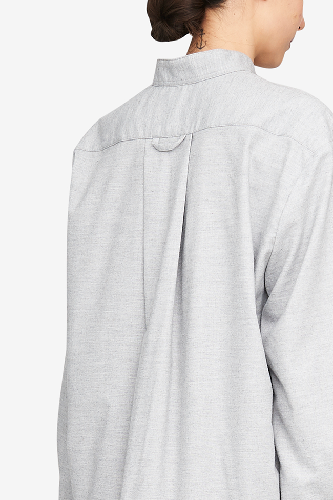Long Sleep Shirt Grey Twill Cashmere Blend
