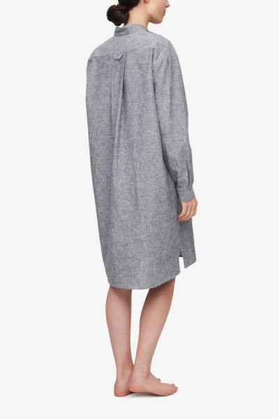 Long Sleep Shirt Grey Chambray Linen