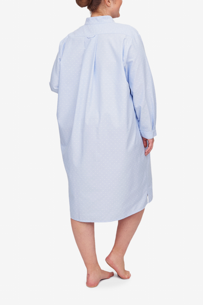 Long Sleep Shirt Blue Oxford Dot PLUS