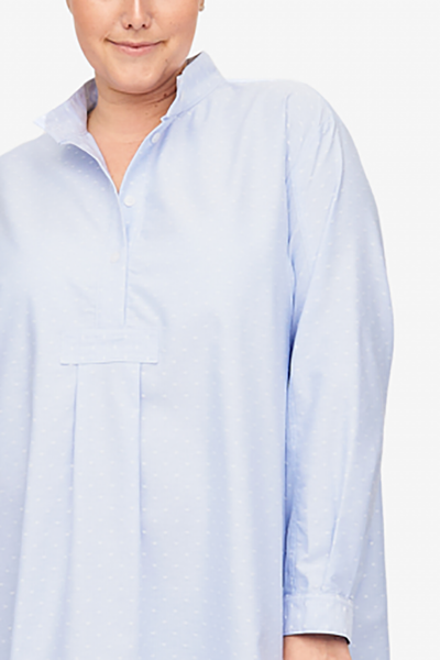 Long Sleep Shirt Blue Oxford Dot PLUS