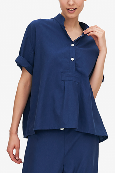 Short Sleeve Cropped Sleep Shirt Midnight Twill