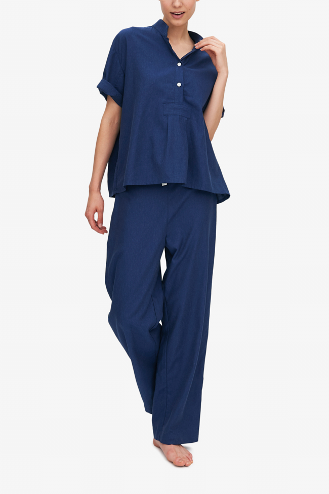 Short Sleeve Cropped Sleep Shirt Midnight Twill
