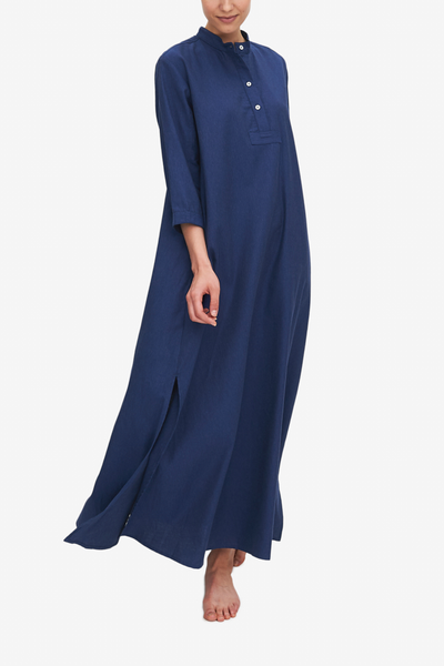 front view full length midnight blue twill cotton by the Sleep Shirt