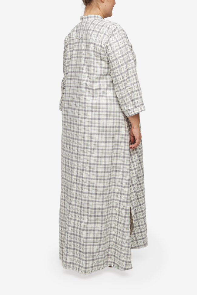 Full Length Sleep Shirt Grey Plaid Flannel