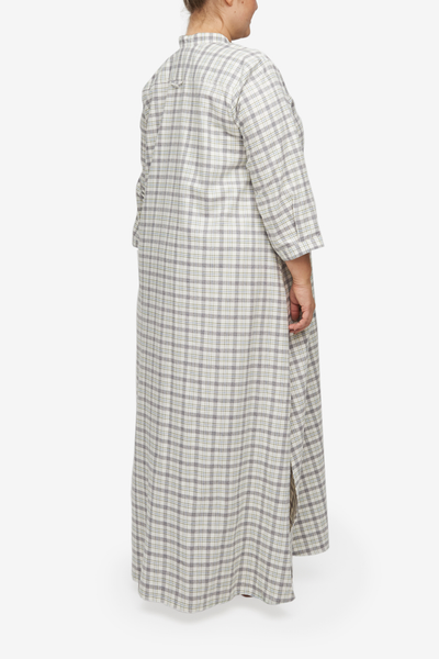 Full Length Sleep Shirt Grey Plaid Flannel