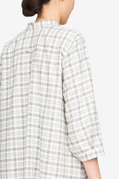 Full Length Sleep Shirt Grey Plaid Flannel