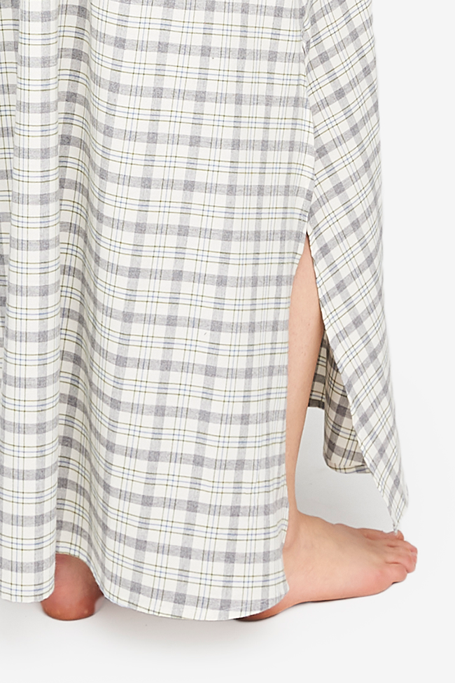 Full Length Sleep Shirt Grey Plaid Flannel