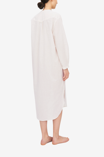 Ankle Length Sleep Shirt Cream Linen Blend
