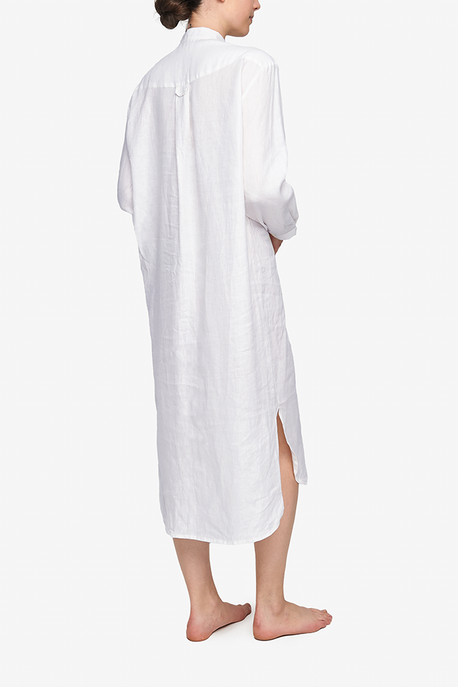 Ankle Length Sleep Shirt White Linen | The Sleep Shirt