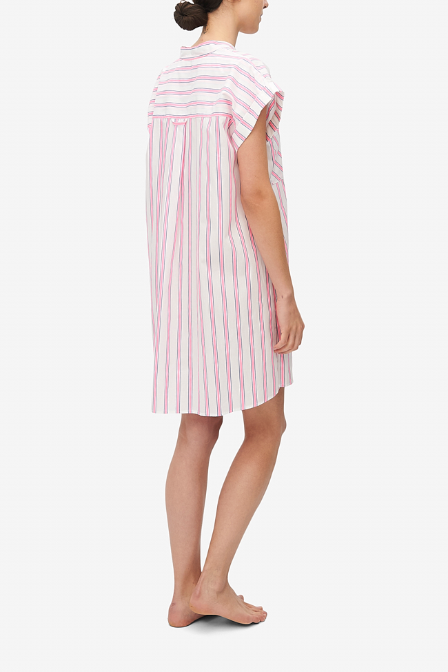 Two Pocket Sleep Shirt Fluo Pink Stripe