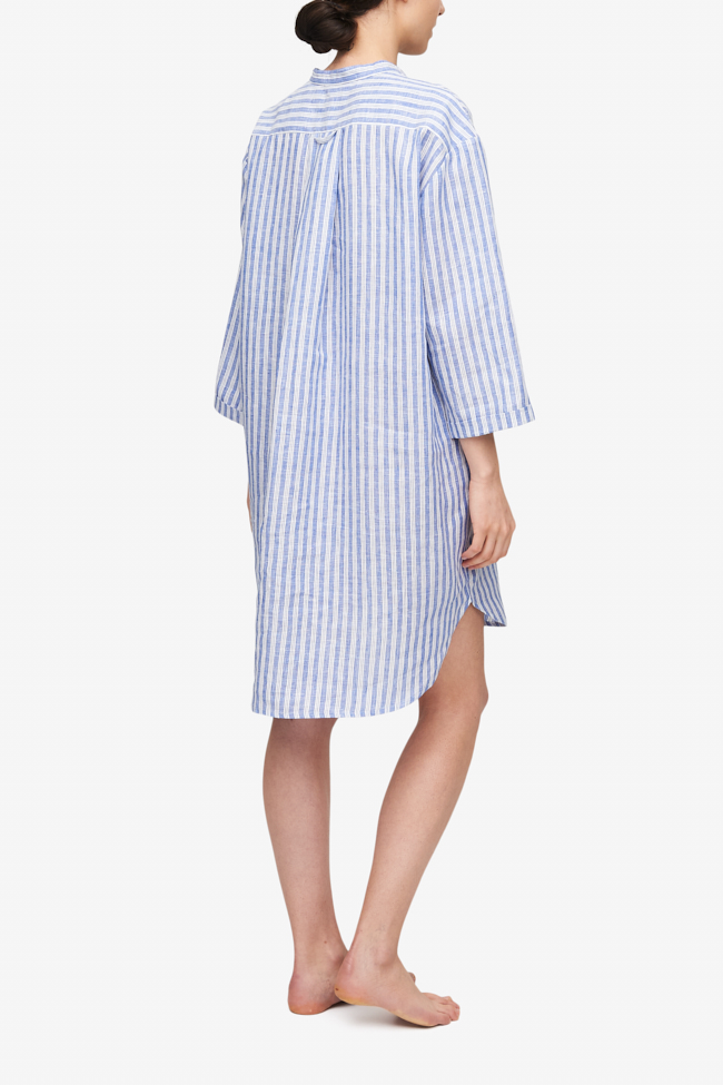 Slip On Sleep Shirt Blueberry Linen Stripe